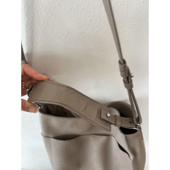 AllSaints Crossbody Taupe Gray Leather Crossbody Arm Tote Bag Purse All Saints - Picture 8 of 14